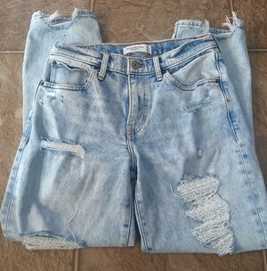 Abercrombie & Fitch 90's Boyfriend Mid Rise Sz 20/0 R Distressed Casual Denim